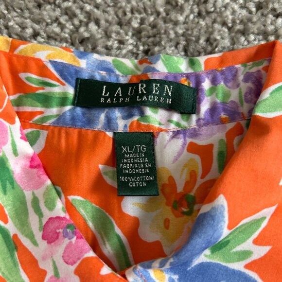 Lauren Ralph Lauren Womens Sz XL Floral Button-Up Shirt Casual Spring/Summer Top - Picture 3 of 6